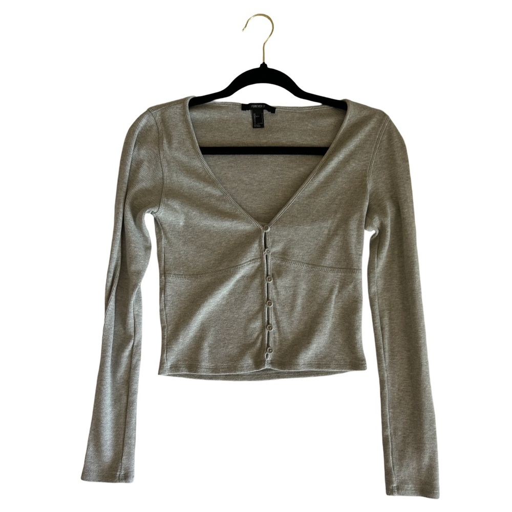 forever 21 gray cropped cardigan